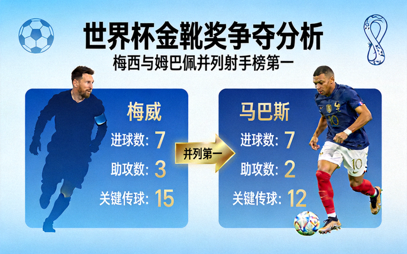 世界杯金靴奖争夺分析 - 梅西与姆巴佩并列射手榜第一